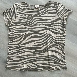Sézane zebra print tan linen top - small